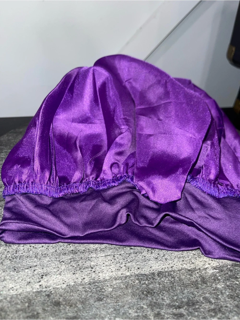 Purple Satin Sleep Bonnet for Adults - Stretchy Nightcap